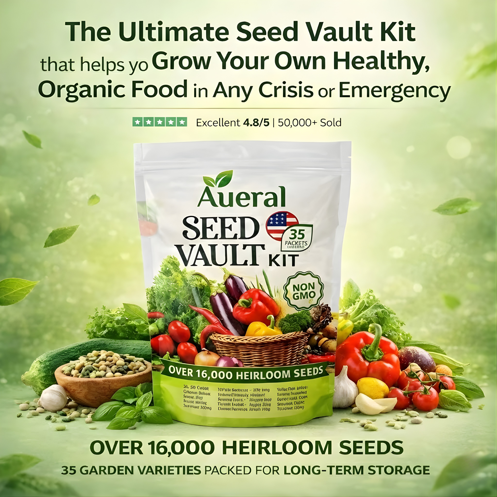 Aueral Vegetable Seed Vault (35 Pack)